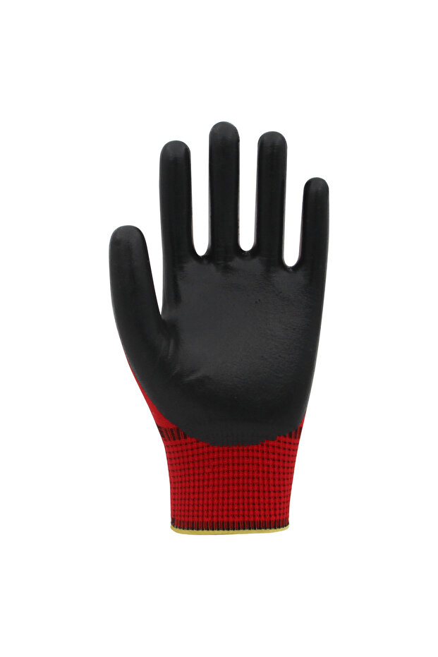 PN3 Polyester Örme Nitril Eldiven Kırmızı 12 Çift - 3
