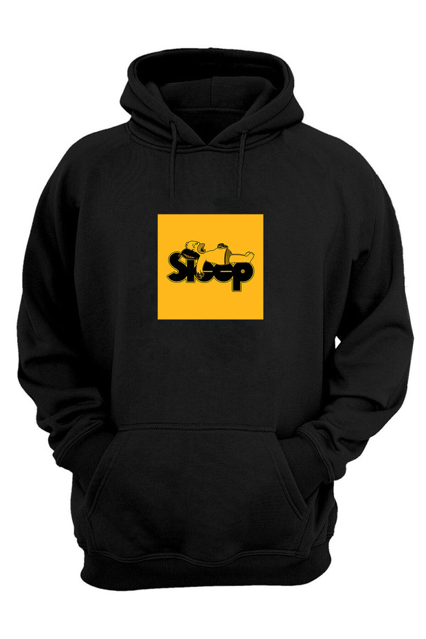 Unisex Sleep Simson Printed Black Regular Fit Ribbed Thick Sweatshirt