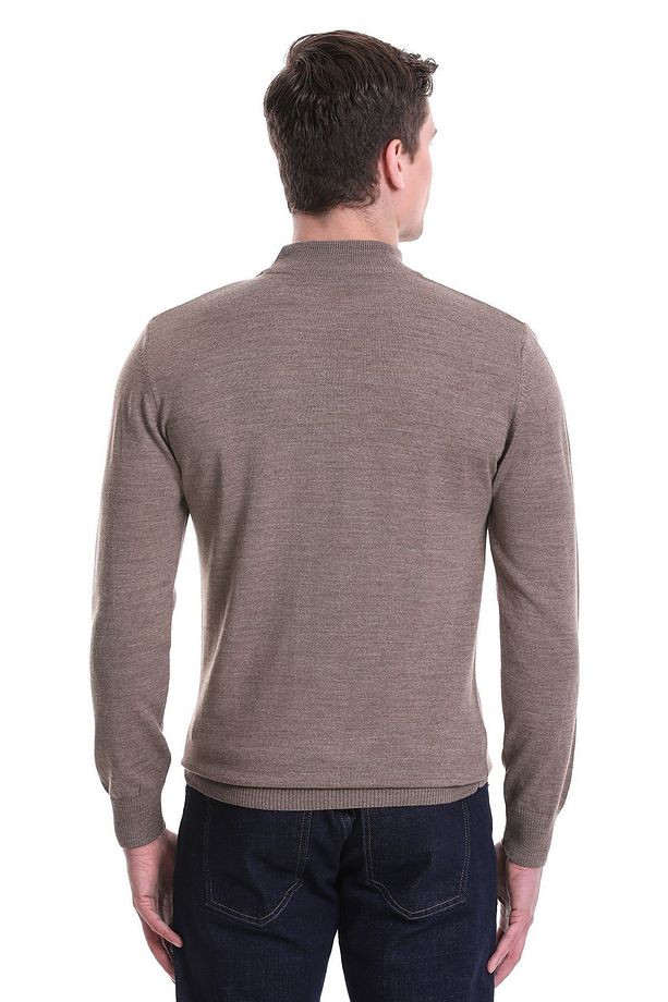 Vizon Regular Fit Düz Yarım Balıkçı Yaka Yünlü Triko Kazak - 6
