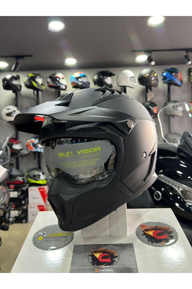 AXXIS Hunter SV Solid A1 Çift Vizörlü Çene Çıkabilen Kask - 3