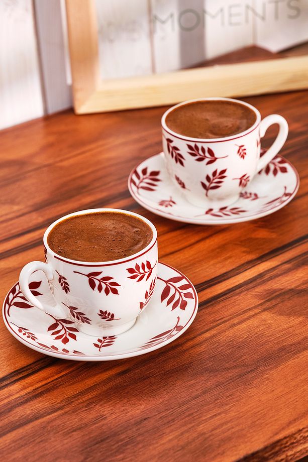 Adore New Bone 2 Kişilik Kahve Fincan Takımı 90 ml Bordo - 2