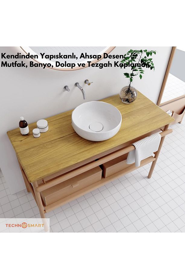 60cm×100cm Kendinden Yapışkanlı Ahşap Görünümlü Kaplama Kağıdı Mutfak Dolap Masa Duvar - 4