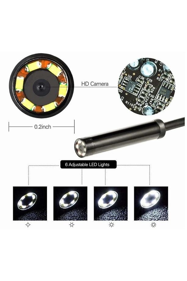 3IN1 MICRO USB+TYPE-C+USB A ANDROID UYUMLU 8 MM IŞIKLI 5 METRE ENDOSKOP YILAN KAMERA - 3