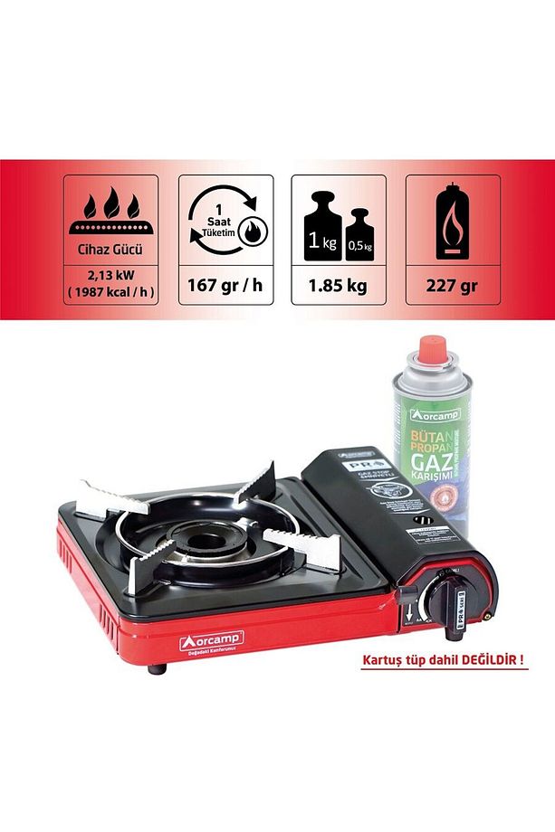 Portatif Tekli Kamp Ocağı Kırmızı - 3