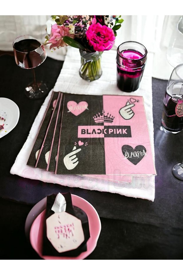Black Pink Napkin Black Birthday Napkin 16 Pieces Party Napkin Pink Black