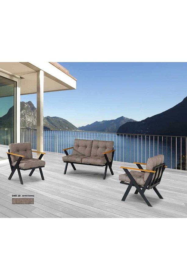 Zeta 2 1 1 Pofuduk Balkon Takımı,BahçeMobilyası,Çay Seti,Kafe OturmaGrubu,TerasKoltukTakımı - 1