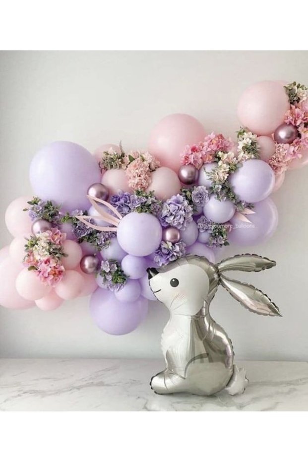 RABBIT BIRTHDAY LILA BALLON PINK BALLON CHAIN CONCEPT GIRL BIRTHDAY CONCEPT