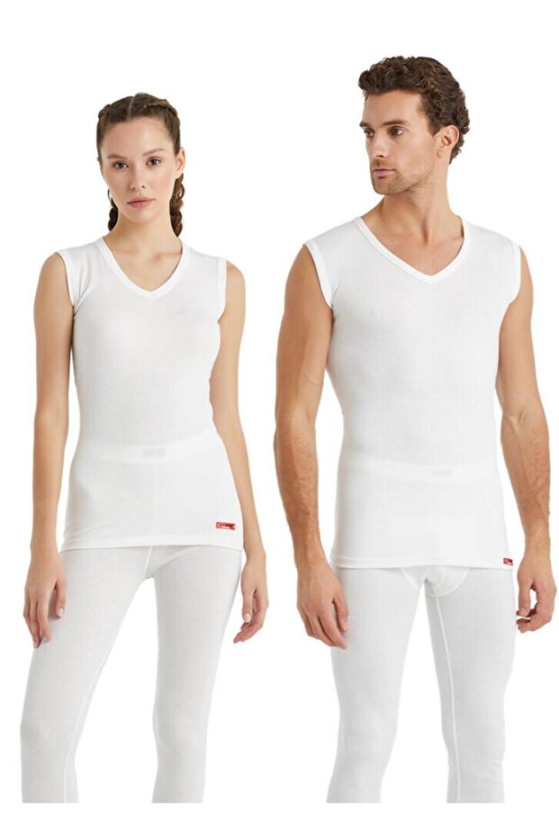 V-Neck Thermal Athlete Unisex Underwear White C3T4N2O9
