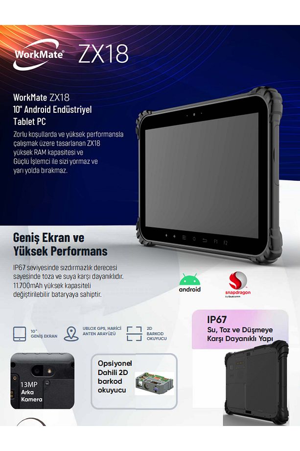 ZX18 10" Android 13 Endüstriyel Tablet PC - 4