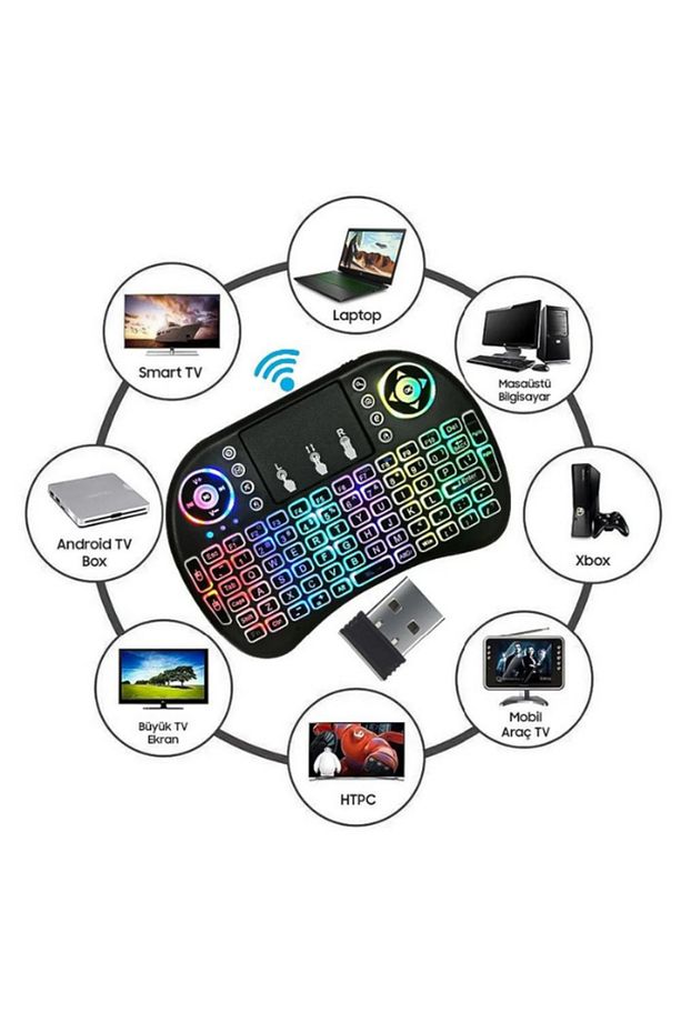 Mini Kablosuz Klavye Touchpad 2.4 GHZ i8 Klavye Mobil Akıllı TV Uzaktan Kumanda PC Android TV Box - 2