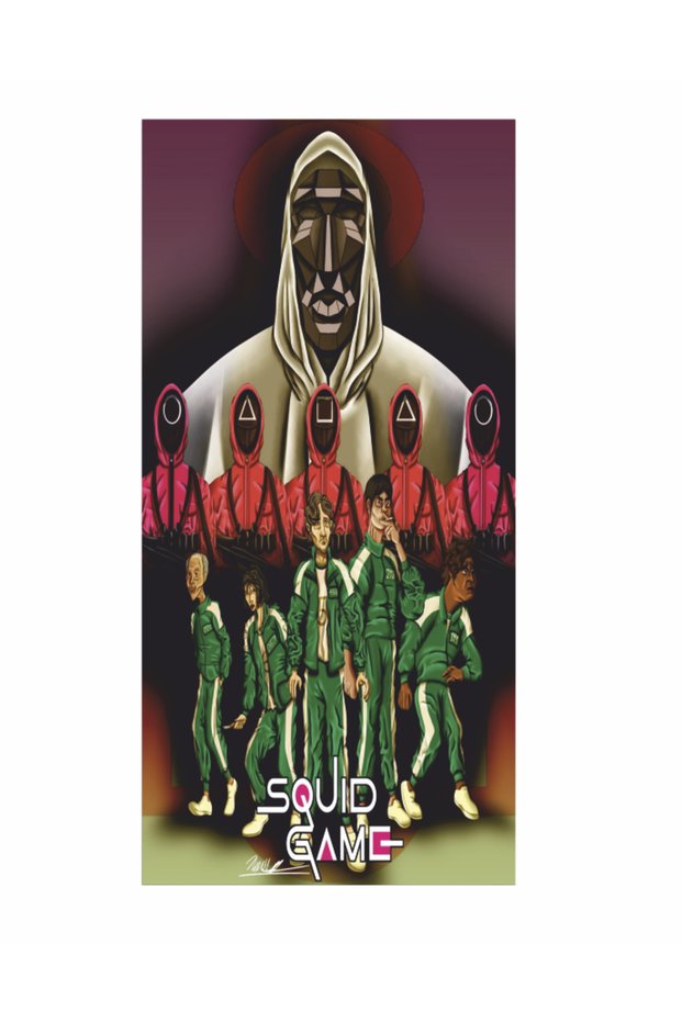 Squid Game Korean Tv Show Heroes Mini Retro Wood Poster