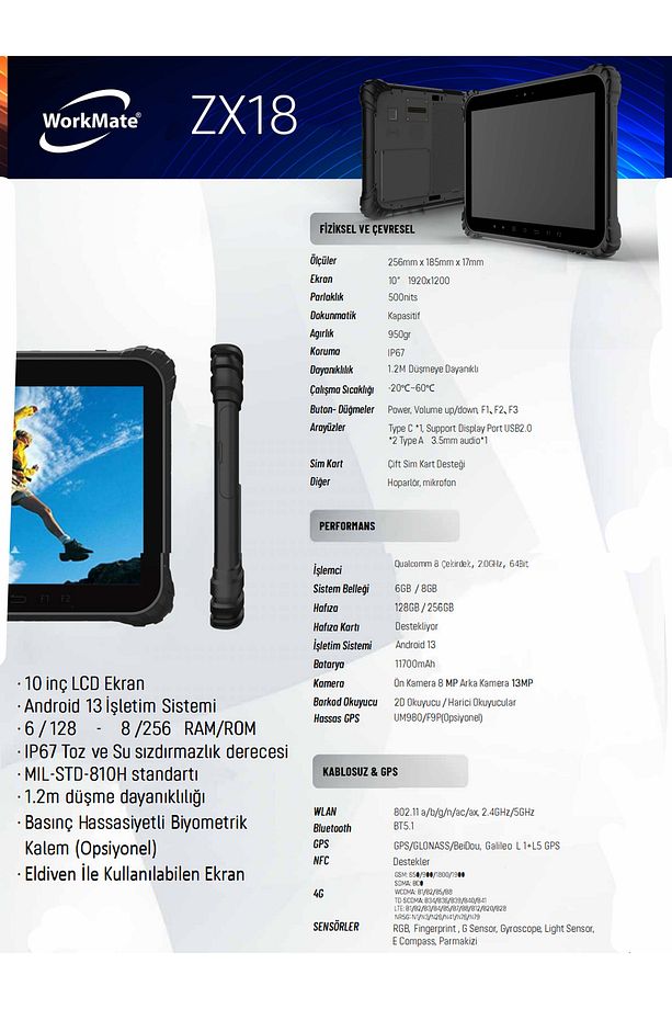 ZX18 10" Android 13 Endüstriyel Tablet PC - 3