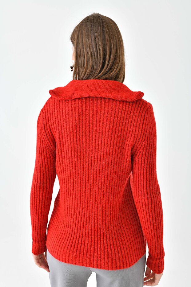 Kadın Fermualı Triko Basic Kazak - 8