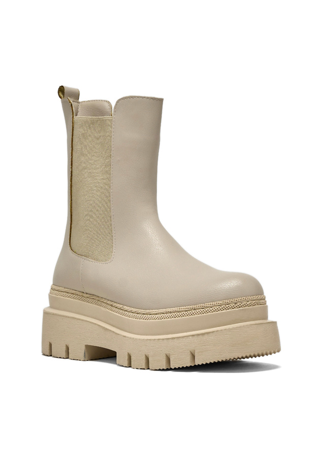 Damskie beżowe buty z wygodnym krojem, elastyczną podeszwą i grubym podeszwą - 1