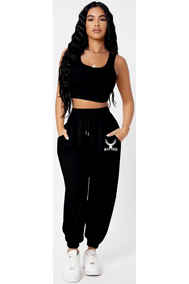 Women's Black High-Waist Jogger Pants