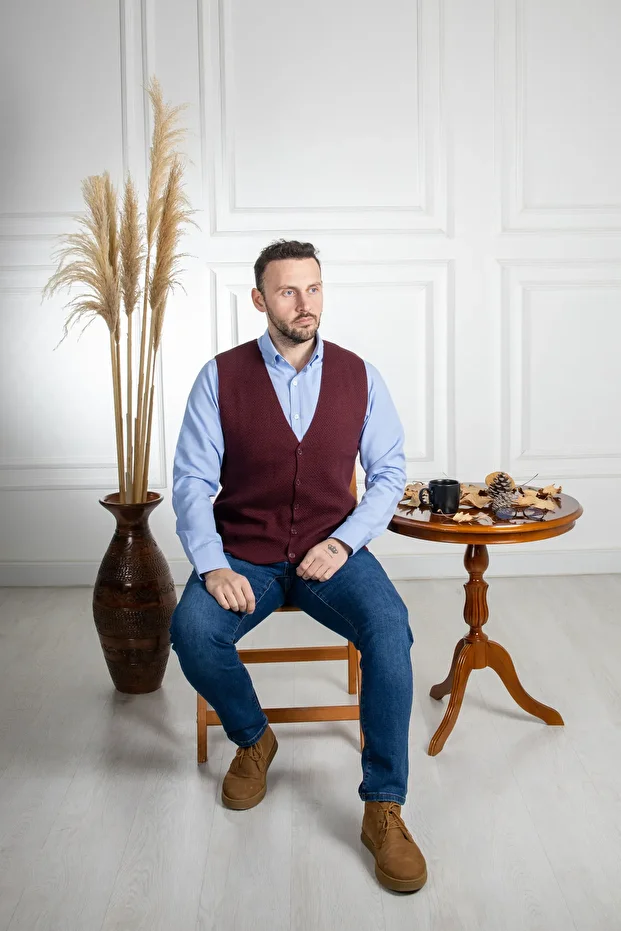 İnterview Sarar Bordo Triko Yelek - 8