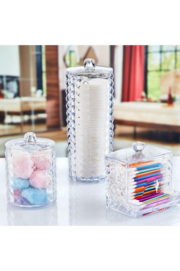 Diamond 3’lü Pamuk Organizer, Disk Pamukluk Makyaj Pamukluğu Kulak Çubukluğu 3’lü Set - 5