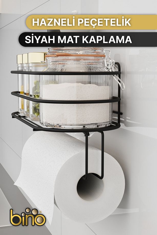 Rulo Havluluk Yapışkanlı Kağıt Havluluk Peçetelik Sofra Mutfak Servis Sunum Hazneli Havlu Organizeri - 2