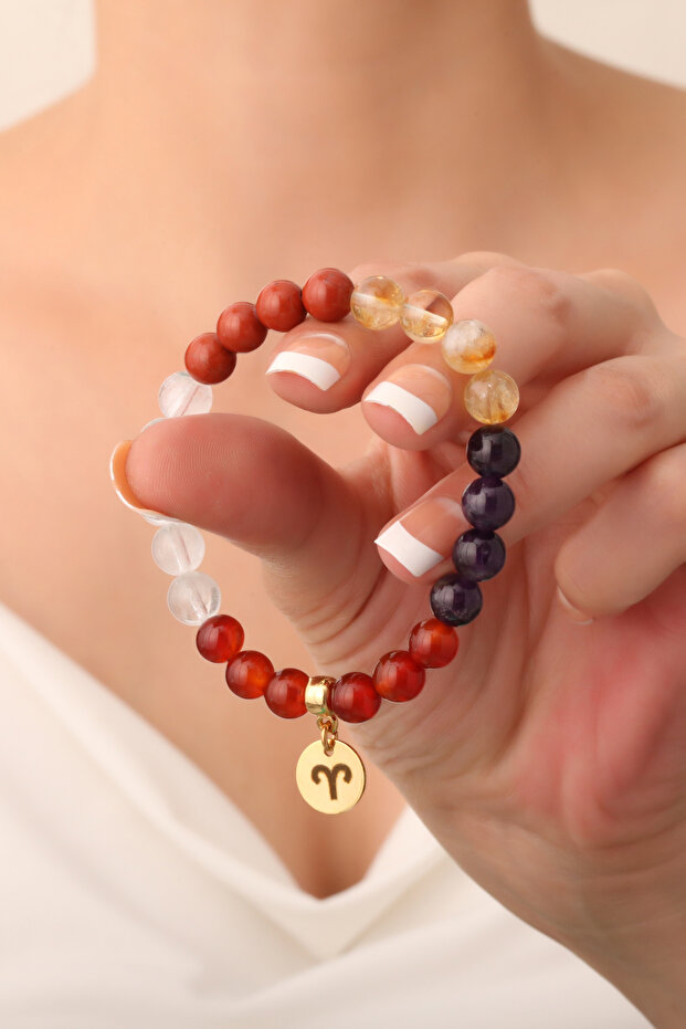 Aries Zodiac Natural Stone Bracelet
