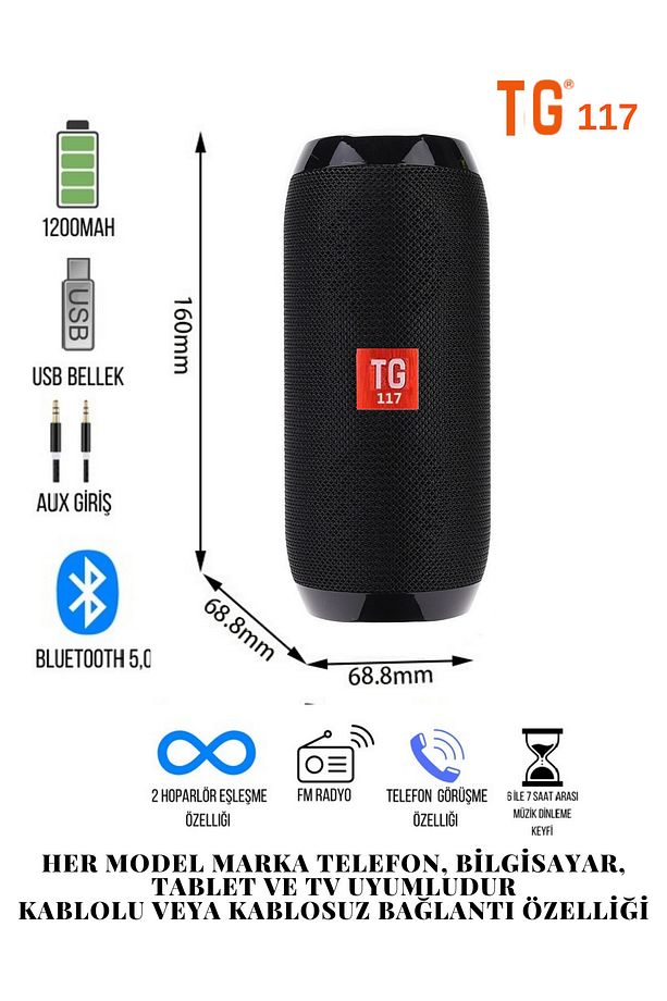 T&G Ses Bombası Bluetooth Hoparlör Kablosuz Taşınabilir - 3