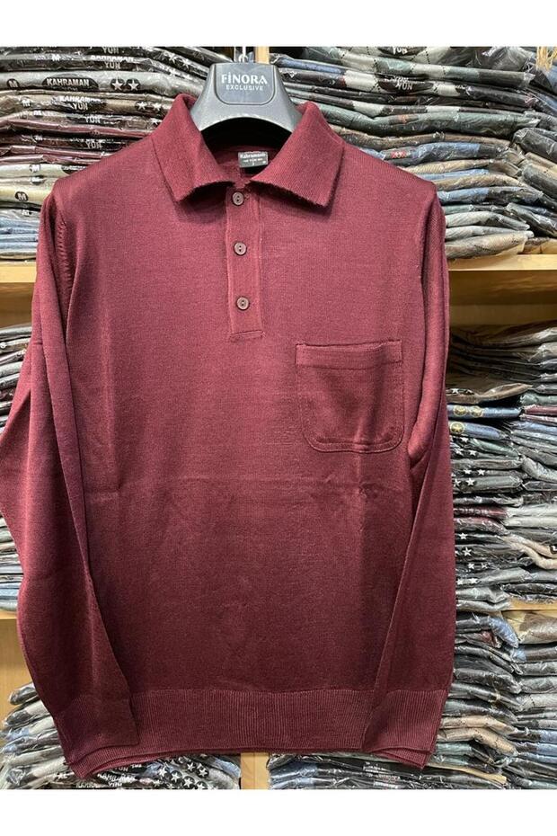 Men's Dad Polo Collar Sweater Solid Color Patternless - 1