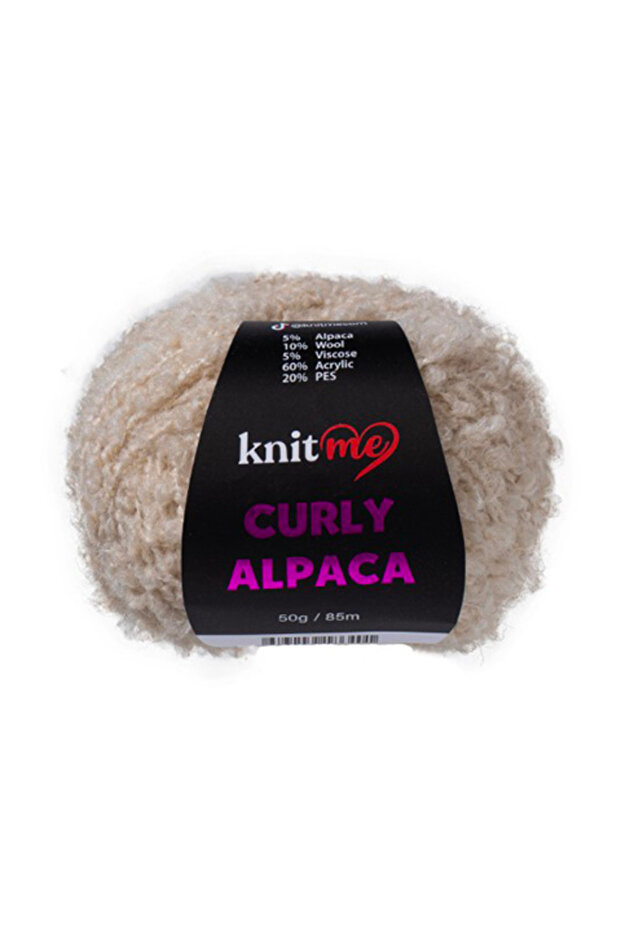 5 Adet Curly Alpaca Yün Karışımlı Kıvırcık Dokulu Yumuşak Peluş İp KC03 Mantar Beji - 1