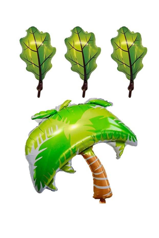 Star Tree and 3 Tropical Leaf Foil Balloons Set