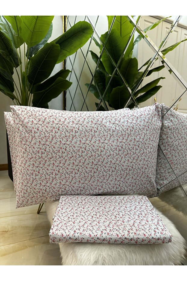 Patterned Double 100% Cotton Non-Elastic Bed Sheet And Pillowcase Set