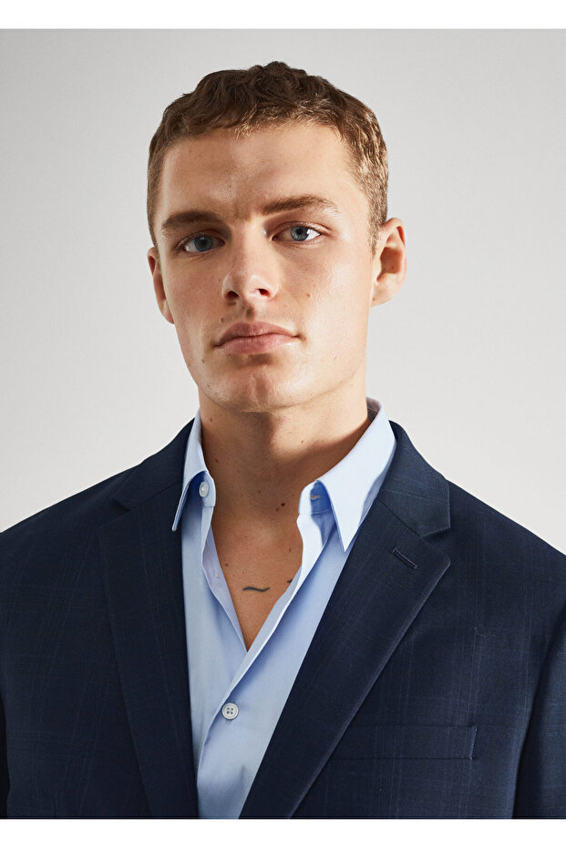 Erkek Parlak Mavi Ceket - 5