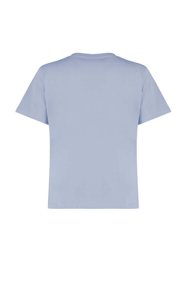 Gri %100 Pamuk Basic Bisiklet Yaka Örme T-Shirt TWOSS23TS00000 - 8