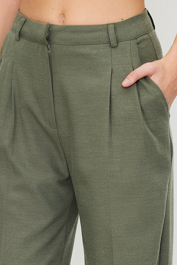 Mint Straight/Düz Kesim Pilili Dokuma Kumaş Pantolon TWOAW23PL00401 - 5