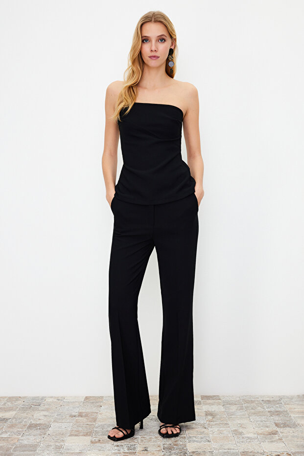 Siyah Bootcut/Çizme Paça Dokuma Pantolon TWOSS24PL00024 - 1
