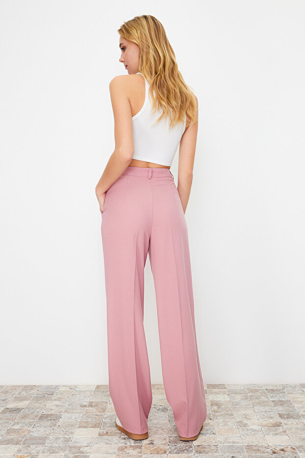 Açık Pembe Straight/Düz Kesim Dokuma Kumaş Pantolon TWOAW23PL00401 - 7