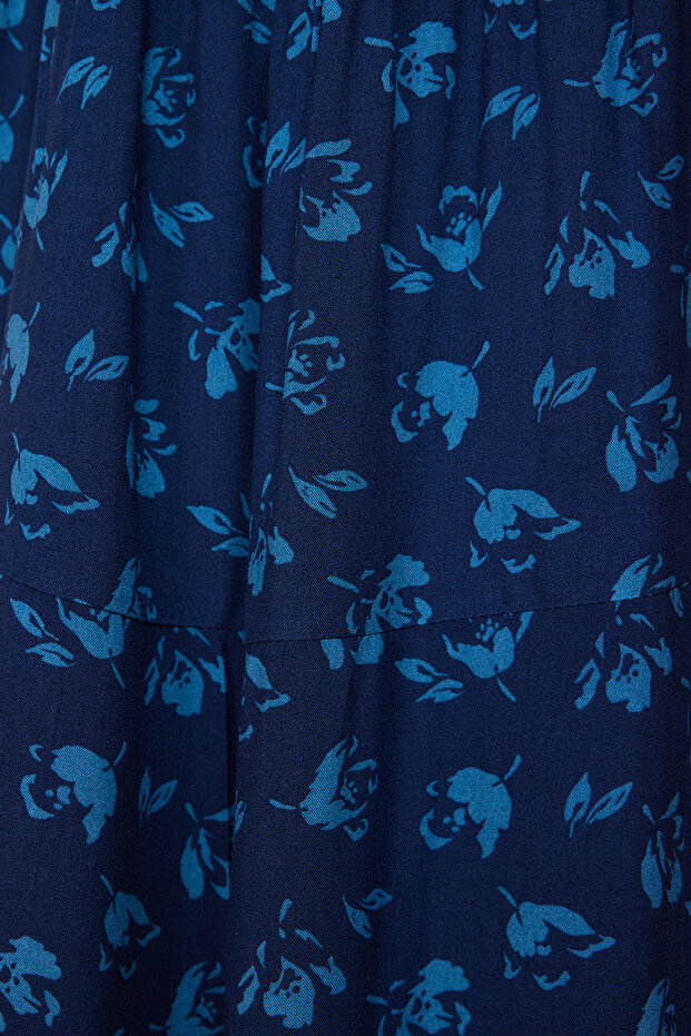 Indigo A Kesim Çiçek Desenli Boho Askılı Midi Dokuma Elbise TWOSS21EL1341 - 8