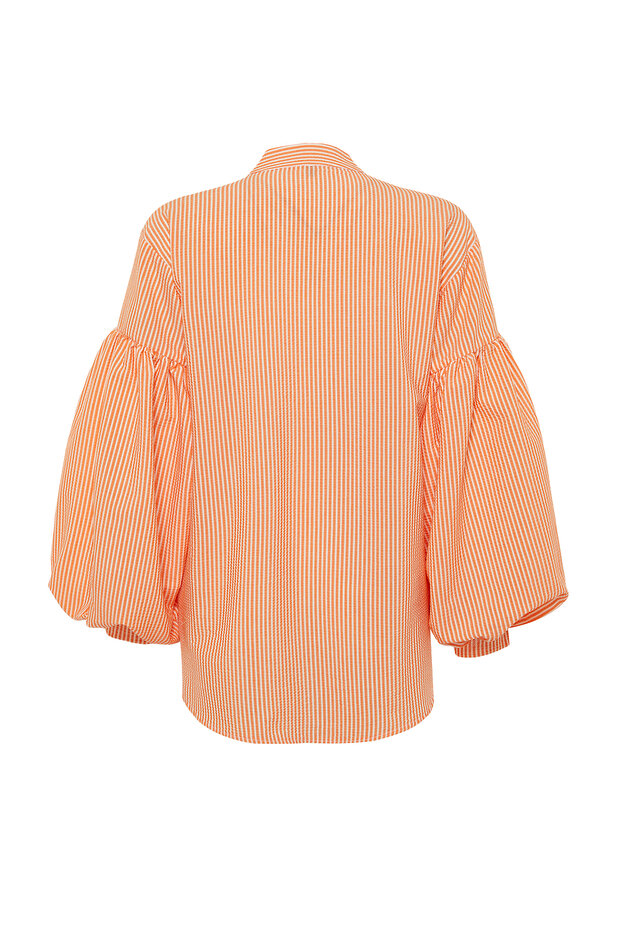Narancssárga léggömb ujjú Seersucker szövött tunika TCTSS24UK00017 - 8