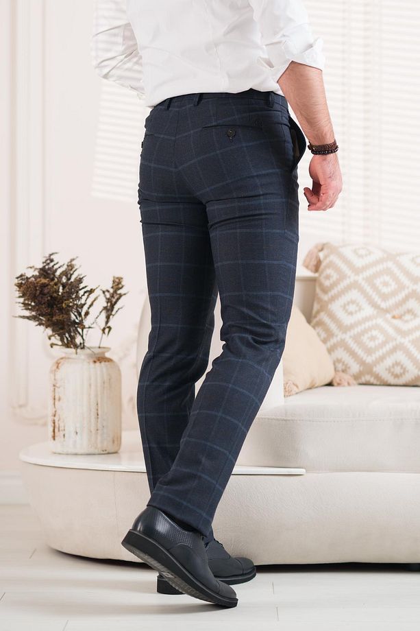 Regular Fit Ekoseli Kışlık Erkek Kumaş Pantolon - 5