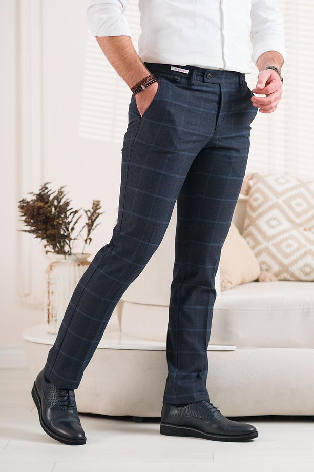 Regular Fit Ekoseli Kışlık Erkek Kumaş Pantolon - 3