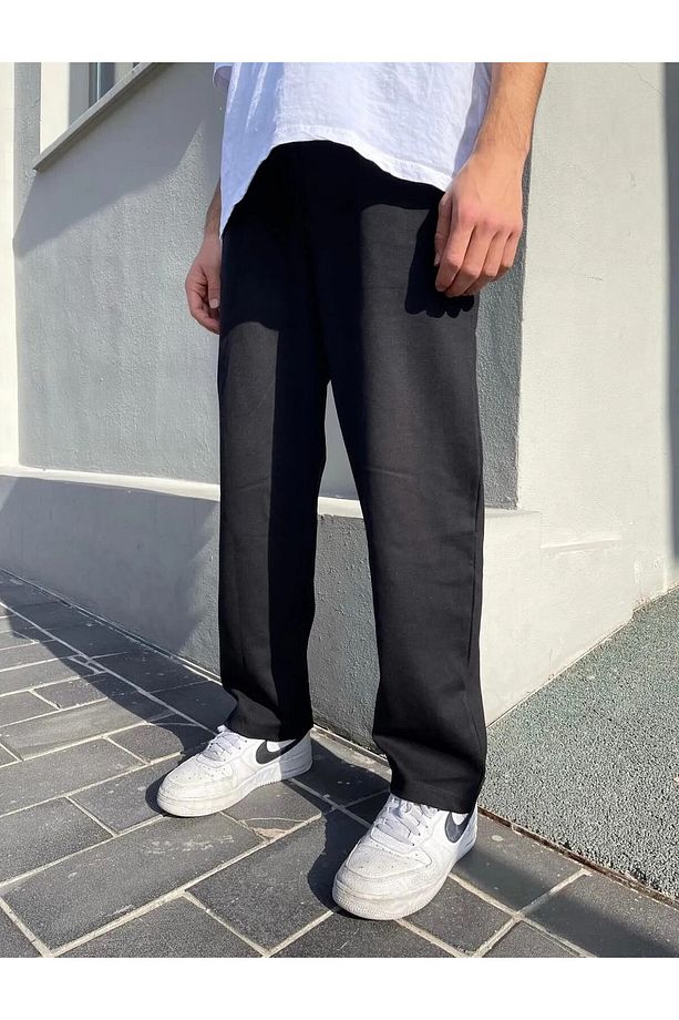Oversize Düz Paça Unisex Eşofman Alt - 1