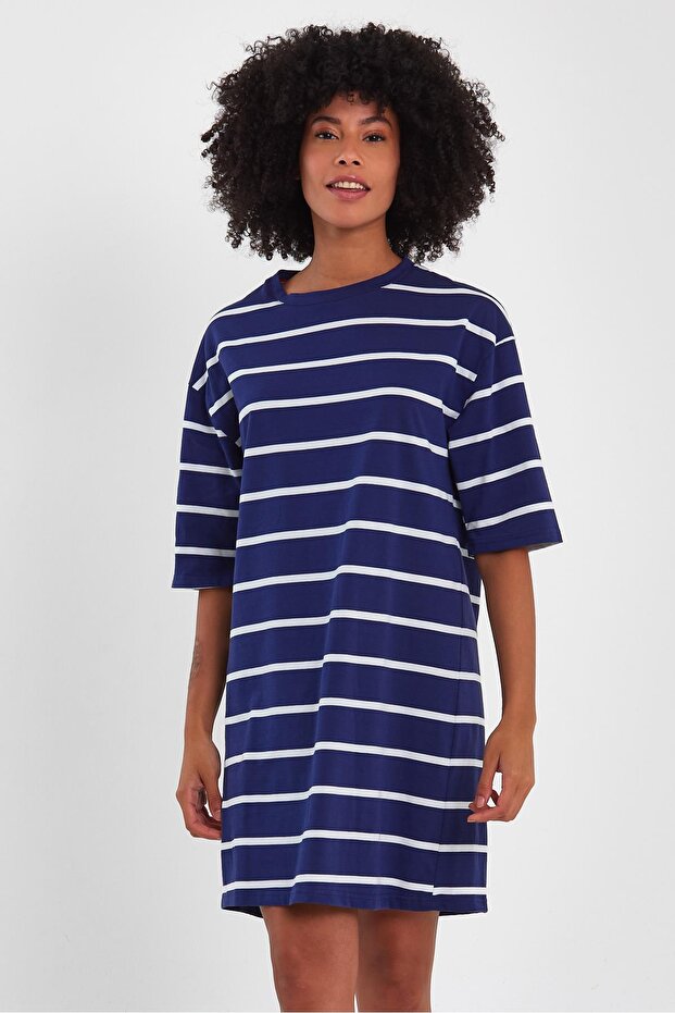 Bisiklet Yaka Basic Elbise (B23-00134) - 2