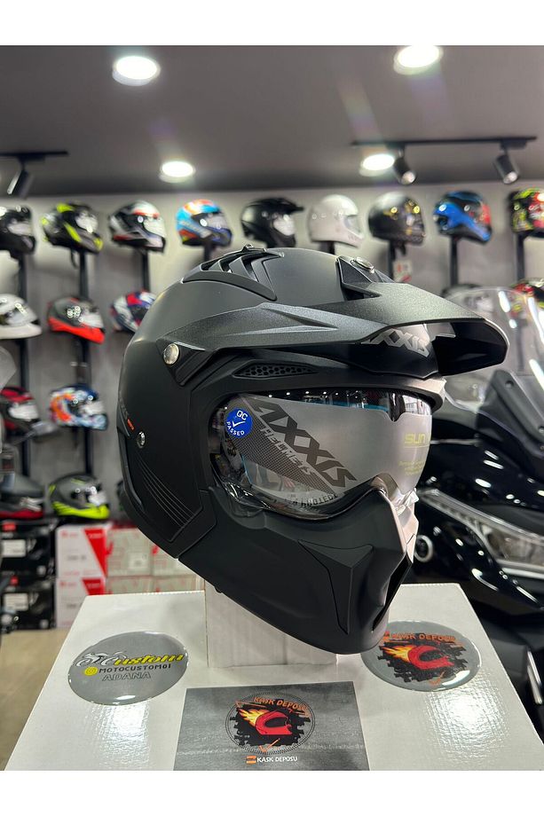 AXXIS Hunter SV Solid A1 Çift Vizörlü Çene Çıkabilen Kask - 5