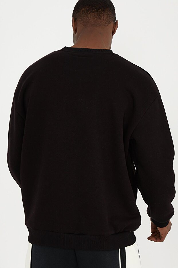 Basic Oversize Unisex Siyah Sweat - 3