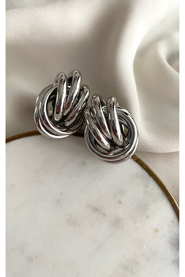 Steel Spiral Silver Color Hailey Earrings