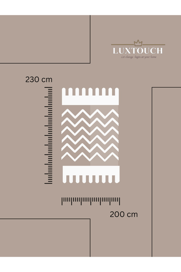 Scotch Bej-Siyah Çift Kişilik Pike 200 X 230 Cm Koltuk Yatak Kanepe Örtüsü Pamuklu - 3