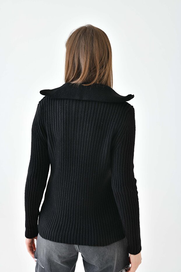 Kadın Fermualı Triko Basic Kazak - 8