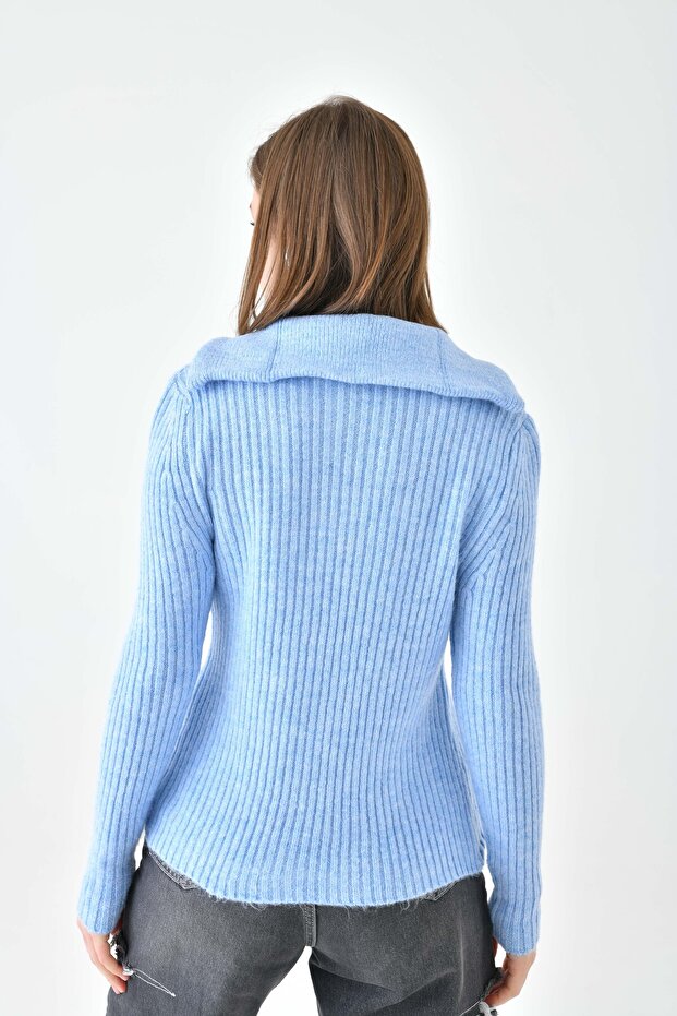 Kadın Fermualı Triko Basic Kazak - 8