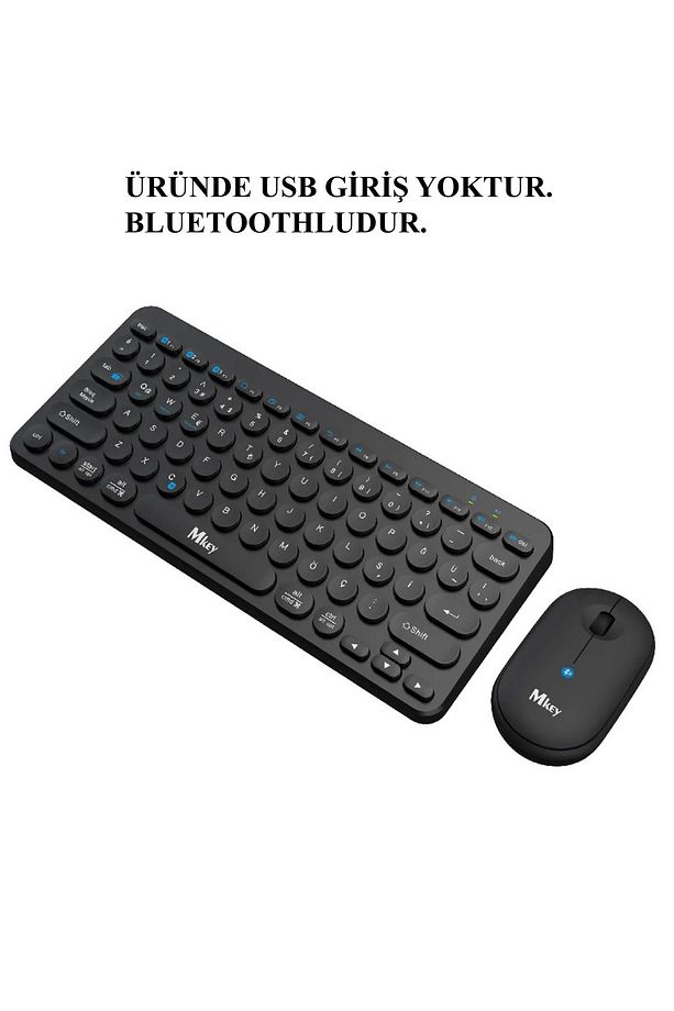 MK-117 Bluetoothlu Kablosuz Klavye Mouse Seti Türkçe Q Klavye Sessiz - 4