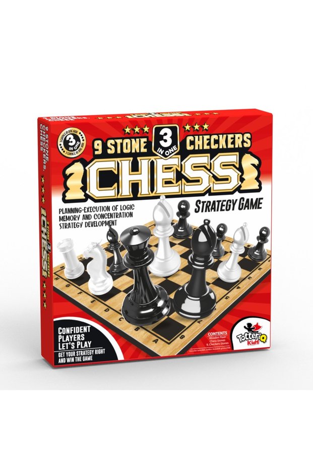 3 Games in One Box - Chess, Checkers & Nine Stones