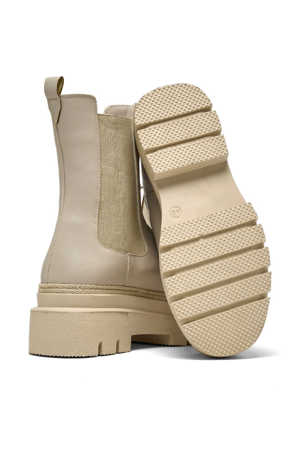 Damskie beżowe buty z wygodnym krojem, elastyczną podeszwą i grubym podeszwą - 4