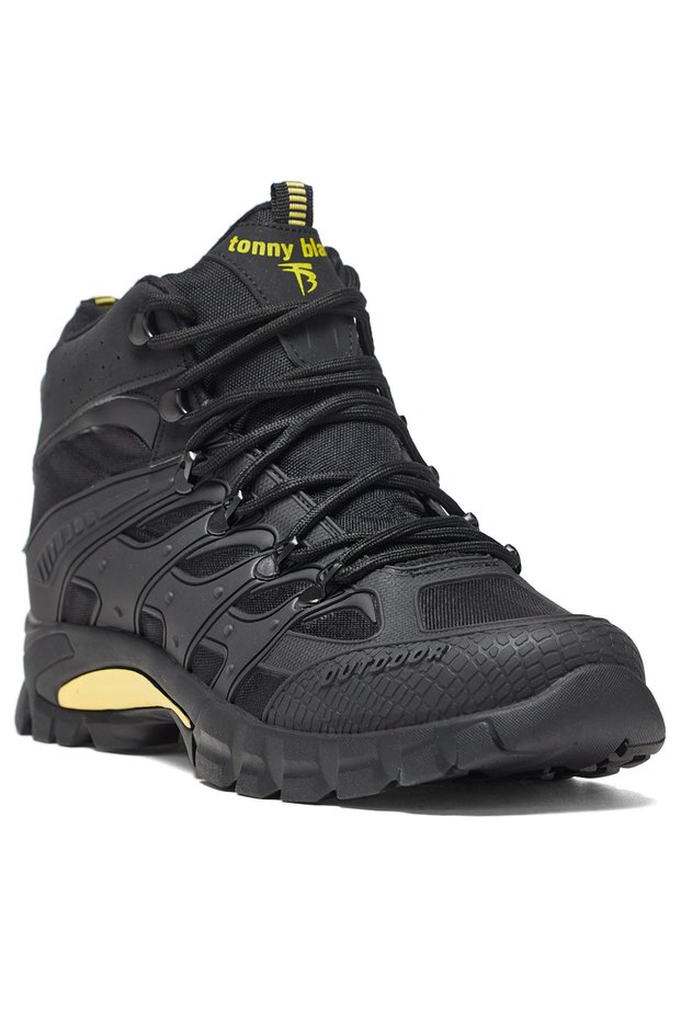 Unisex Yellow Black Comfortable Fit Water-Repellent Lace-Up Unisex Boots