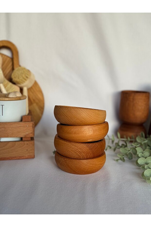 4lü Ham Ahşap Kase Seti - 1